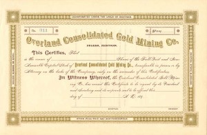 Overland Consolidated Gold Mining Co. - Stock Certificate